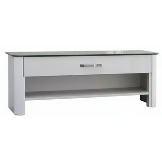 Moderano Garderobenbank , Weiß, Alufarben , Metall, Glas, Holzwerkstoff , 1 Schublade(n) Schubladen , 117x46x34 cm , Typenauswahl, in verschiedenen Größen erhältlich , Garderobe, Garderoben-Sets & Garderoben-Serien, Garderoben-Serien