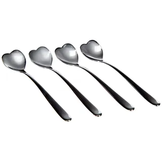 Alessi Big Love AMMI08/7 - Set von Vier Kaffeeförmigen Designer-Kaffee-Teelöffeln, aus Edelstahl 18/10, Stahl