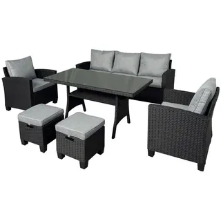 Brast Polyrattan Garten Sitzgruppe DELIGHT-7 schwarz/grau