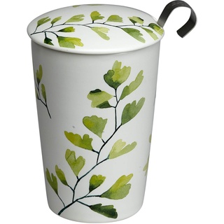 Eigenart TEAEVE Porzellan Teetasse, Becher mit Sieb + Deckel, Trees Gingko im Geschenkkarton