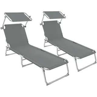 Tectake Gartenliege 190 x 68 x 28 cm Grau klappbar