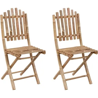 The Living Store Klappbare Gartenstühle 2 Stk. mit Kissen Bambus - Grau