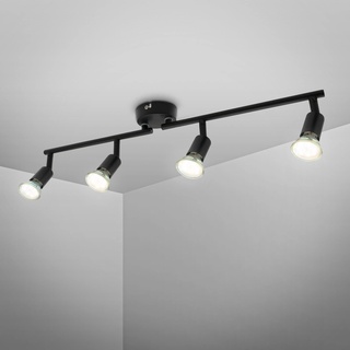 B.K.Licht - Deckenlampe schwenkbar, warmweiße Lichtfarbe, GU10 Fassung, LED Deckenleuchte, LED Lampe, Wohnzimmerlampe, Schlafzimmerlampe, Küchenlampe, Deckenstrahler, 60x10,5 cm, Matt-Schwarz