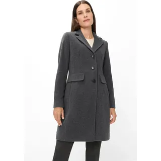 Wollmantel FUCHS SCHMITT "Wollkurzmantel", Damen, Gr. 34, grau (anthrazit), Web, Obermaterial: 75% Wolle, 20% Polyamid, 5% Kaschmir, clean, unifarben, regular fit lang, V-Ausschnitt, eingesetzt,Ärmel mit Ärmelschlitz gerader Abschluss mit Schlitz, Mäntel Wollmantel, mit Reverskragen