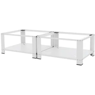 ML-Design Doppel Waschmaschinen Untergestell mit 2 Ablagen, Weiß, 128 x 54 cm