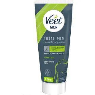 Veet Men Haarentfernungscreme für Oberkörper & Beine - Enthaarungscreme für Männer, Haarentfernung in 5-10 Minuten - 200 ml Tube & Spatel
