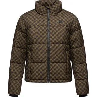 Ragwear Winterjacke "Winterjacke Serah Print" ohne Kapuze wasserdichte Winter Steppjacke mit Hahnentritt Muster, braun