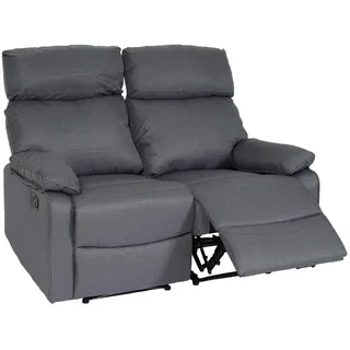 Mendler 2er Kinosessel HWC-L93, Relaxsessel Fernsehsessel Sofa, Armlehne Liegefunktion Nosagfederung Stoff/Textil - dunkelgrau