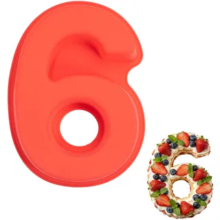 Vinuwu Silikon Backform Zahlen, Kuchenform Zahlen Groß,Antihaftend Number Cake Backform für Backen, Geburtstagstorten, Jubiläen, Brot (6)