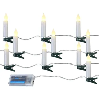 PEARL LED-Tannenbaum-Lichterkette, 10 Kerzen, Timer, Batteriebetrieb, 130 cm