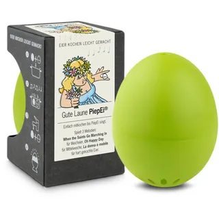 Gute Laune PiepEi Hellgrün - Singende Eieruhr zum Mitkochen - Eierkocher für 3 Härtegrade - Gute Laune Geschenk - Lustiges Kochei - Musik Eggtimer - Brainstream