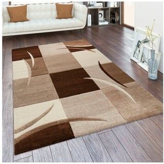 Paco Home Teppich »Diamond 665«, rechteckig, 17 mm Höhe, Karo Muster, 3D-Design, auch als Läufer, Wohnzimmer, Schlafzimmer, braun Beige, Grösse:120x170 cm