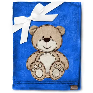 Be Mammy Warme Kuscheldecke Babydecke Blanket Baby Geschenk BE20-168 (Dunkelblau - Bär)