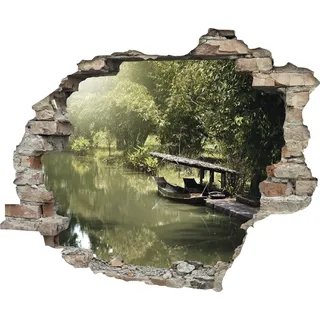 Queence "Fluss", Wandsticker, Wandbild, selbstklebend, 3D, Wanddurchbruch,