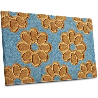 HANSE HOME Fußmatte Kokos für Innen - Schmutzfangmatte Natur, Kokosmatte Blumen Muster, rutschfest Fußabtreter für Flur, Terrasse, Eingangsbereich - 45x75cm