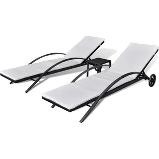 vidaXL Sonnenliegen mit Tisch Poly Rattan Schwarz - Schwarz