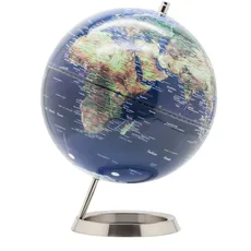 Exerz 25cm Metallic Globus mit einem Rostfreier Stahl Verpackung in hochwertiger Kraftbox, ideal zum Verschenken - in Englischer Sprache (25cm Navy Blau)