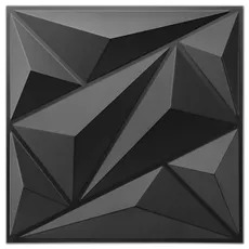 Art3dwallpanels PVC 3D Wandpaneel Diamant für Innenwand Dekor in schwarz 3D Strukturwandpaneele 33 Stück Fliesen