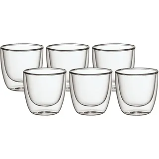 Thermoglas VILLEROY & BOCH "Doppelwandige Becher Manufacture Rock 60 ml 6er Set transparent", bunt (transparent), 6 tlg., Glas, Trinkgefäße, Thermoglas