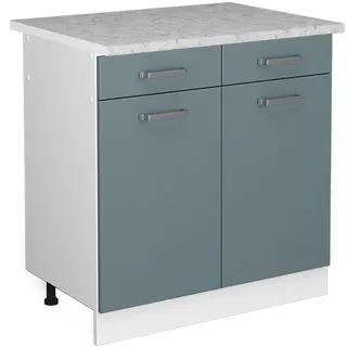 Vicco Schubladenschrank Küchenunterschrank R-Line 80 x 81,6 x 60 cm Blau-Grau