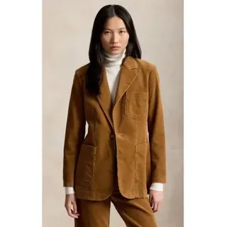 Polo Ralph Lauren für Damen. 211B17221002 Beiger Cordblazer mit einreihiger Knopfleiste (36), Lässig, Baumwolle