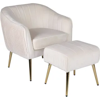 INOSIGN Loungesessel »ARROLL mit Hocker«, Cocktailsessel, Relaxsessel, Einzelsessel und Hocker bequem gepolstert, beige