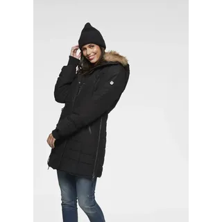 Winterjacke ALPENBLITZ "Bern", Damen, Gr. 34, schwarz, Web, Obermaterial: 100% Polyester. Besatz: 100% Polyacryl. Futter: 100% Polyester. Wattierung: 100% Polyester, kontrastfarbene Details, unifarben, figurumspielend Po-bedeckend, Rundhals, eingesetzt Rippbündchen mit Windstopper, Jacken Winterjacke, leichter Webstoff, mit abnehmbarer, verstellbarer Kapuze
