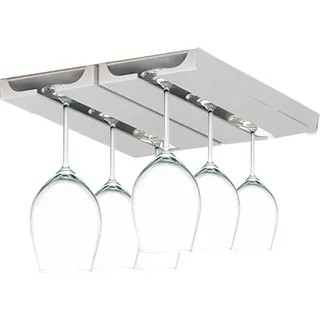 2er Set Weinglashalter - Hängender Kunststoff-Weinglashalter für Bar - Küche - Weinschrank - Weinglas (Weiß)