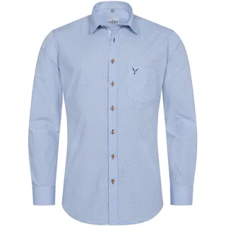 Trachtenhemd NÜBLER "Trachtenhemd langarm Pelle", Herren, Gr. L, EURO, blau, Obermaterial: 65% Baumwolle CO. 35% Polyester PES., Hemden Trachtenhemd