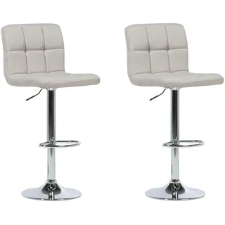 Beliani Barhocker 2er Set  Höhenverstellbar Beige