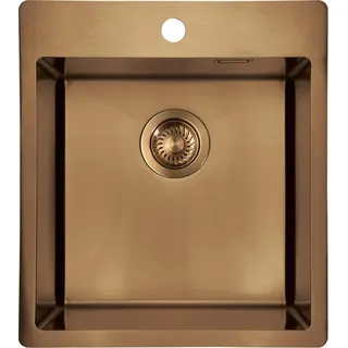 Deante | 1-Kammer-Stahlspüle - Edelstahl - Hygienisch, Modern - Perfekt für kleine Küchen - Gold