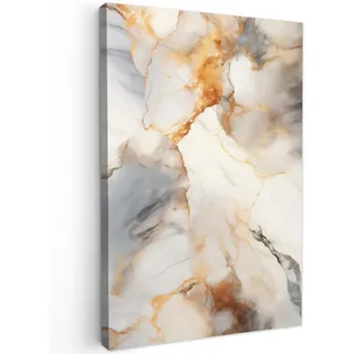 MuchoWow Leinwandbild Marmor - Grau - Gold Deko XXL 80x120 cm , Weiß , Textil , Kiefer , Abstrakt , Rechteckig , 80x120 cm , FSC 100% , gerahmt , Bilder & Rahmen, Bilder, Leinwandbilder