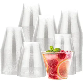 MATANA 120 Hartplastik Partybecher mit Silberglitzer (255ml / 9oz) - Plastikbecher, Trinkbecher, Kunststoffbecher für Geburtstage, Hochzeiten & Partys - Stabil & Mehrweg