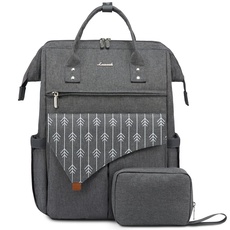 LOVEVOOK Laptop Rucksack Damen, Laptoprucksack 15.6 Zoll Damen, Leichter Rucksack Mit Datenkabel-beutel Für Arbeit Reisen Schule Business Lehrer, Rucksäcke 2-teiliges Set Grau