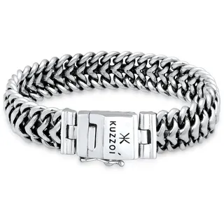 Armkette KUZZOI "Armband Herren Panzerarmband Gliederkette 925er Silber" Gr. 210, silber, Armbänder, Herren, 210, Silber 925 (Sterlingsilber), Armkette