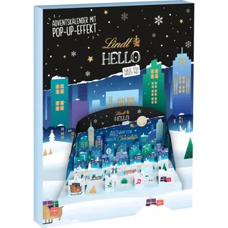 Lindt Schokolade | HELLO Adventskalender Pop Up | 243g | Mischung ausgewählter Produkte aus dem HELLO Sortiment hinter 24 Türen | Schokolade für die Weihnachtszeit