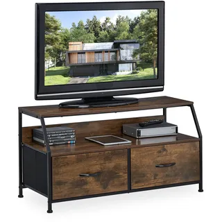 Relaxdays TV Board im Industrial Style 1000 x 4050 x 41,5 cm Braun/Schwarz Holz/Metall