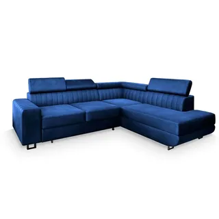 masseno Eckcouch Polyester 3-Sitzer Blau