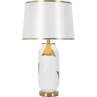 Tischlampe Dalmazzo, Schreibtischleuchte, Büroleuchte, Arbeitslampe, 40x40 h70 cm, Weiß und Gold - Weiß