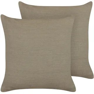 BELIANI Dekokissen Taupe Leinen und Baumwolle 45 x 45 cm Bezug mit Füllung Reißverschluss Einfarbig Modern Wohnzimmer Schlafzimmer Deko für Bett Sofa - Grau