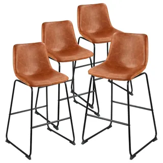 Vevor Barhocker 945 mm hoch Kunstleder mit Rückenlehne 4er Set Braun