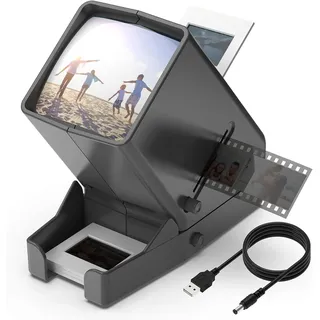 DIGITNOW! 35mm Diabetrachter, 3-fache Vergrößerung, LED beleuchtete, beleuchtete Betrachtung, USB betrieben/Batteriebetrieb - für 35mm Dias negativ (4AA-Batterien im Lieferumfang enthalten)