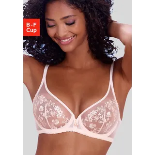 Bügel-BH LASCANA "Spitzen-BH", Damen, Gr. 70, Cup C, beige (puder), Mesh, Spitze, Obermaterial: 73% Polyamid, 19% Polyester, 8% Elasthan, BHs Bügel-BH, in High-Apex-Schnittform, als Dessous-Set kombinierbar, Topseller