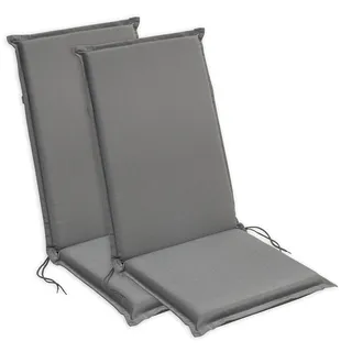 sleepling Hochlehner Auflagen 2er Set, Sitzauflagen, 120x50 cm, Anthrazit | bequeme Gartenstuhlauflagen, Stuhlauflagen für Gartenmöbel, waschbar, Befestigungsbänder, 6 cm dick, OEKO-TEX, Made in EU