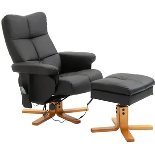 HOMCOM Massagesessel mit Fußhocker Stauraum 145 Grad Neigung Schwarz 80 x 86 x 99 cm