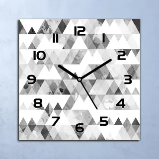 Wanduhr Echt-Glas-Küchenuhr Graue Dreiecke Quarz Lautlos 30x30 Deko Bilder - Grau
