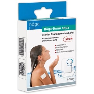 HÖGA Derm aqua steriler Transparentverband mit Wundauflage, 5 x 7cm, 5 Stück