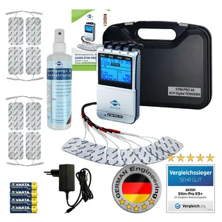 axion® 4-Kanal Tens Gerät und EMS Stim-Pro X9+ zur Schmerztherapie mit Spray Zubehör 1 St