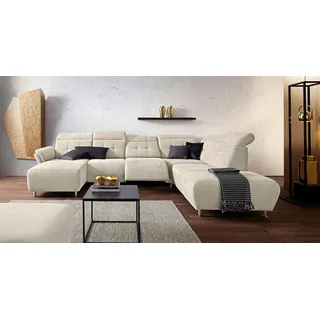 Home Affaire Wohnlandschaft »Manhattan U-Form« 2 Sitze mit elektrischer Relaxfunktion, verstellbare Armlehnen, beige