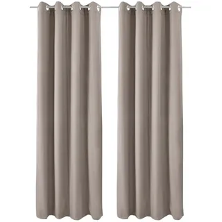 Beautissu Amelie Thermovorhang Ösen 140 x 245 cm Khaki 2tlg